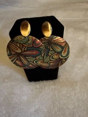 Fashion Graphic Round Multicolor Drop Earrings, New.